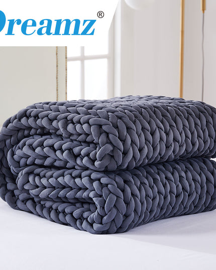 Dreamz Knitted Weighted Blanket Chunky Dark Grey Queen 9KG-1973194040547610631