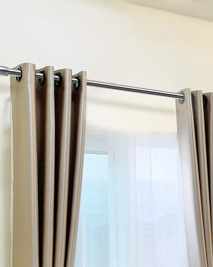 Marlow Satin Nickel Curtain Rod Steel Quiet Rail Pole Pommel Set Adjustable-1973193448018284551