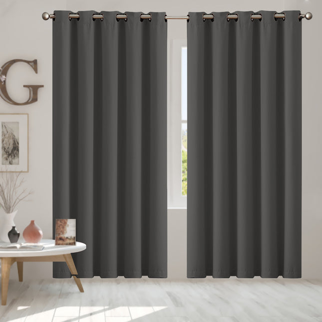 2x Blockout Curtains Panels 3 Layers Charcoal-1975420490252161030