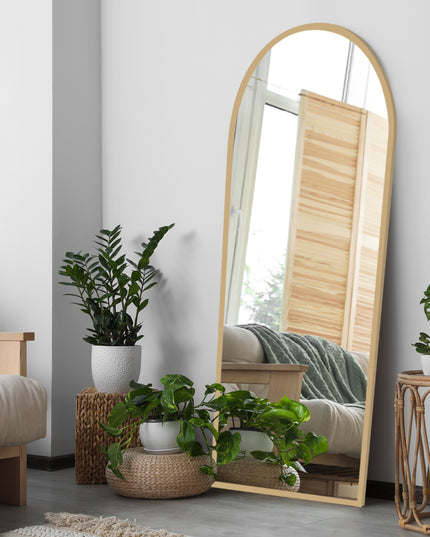 Yezi Floor Mirror Full Length Mirrors 1.8M Gold White-1973193813853868039