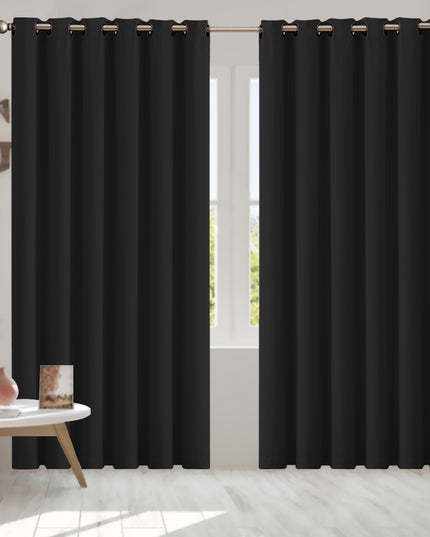 2x Blockout Curtains Panels 3 Layers Black-1975420490608676870