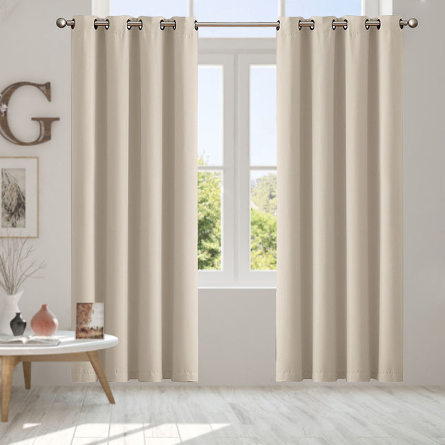 2x Blockout Curtains Panels 3 Layers Beige CD1003-132X213-GR-1973194062643204102