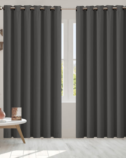 2x Blockout Curtains Panels 3 Layers Charcoal-1975420490784837638