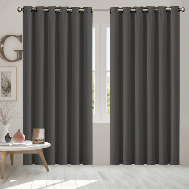 2x Blockout Curtains Panels 3 Layers Charcoal-1975420490784837638