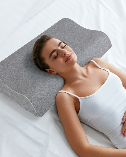Dreamz Memory Foam Pillow Pillowcase Supprt Grey Rebound-1973193536606179335