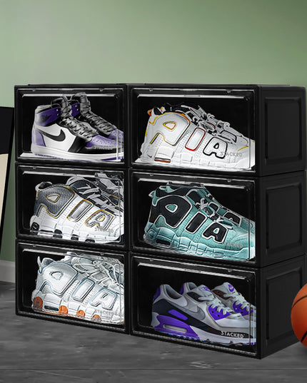 Stacked Shoe Box Acrylic Sneaker Display 6PC Black-1973193709575081991
