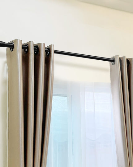 Marlow Black Curtain Rod Steel Quiet Rail Pole Pommel Set Extendable-1973193447833735175