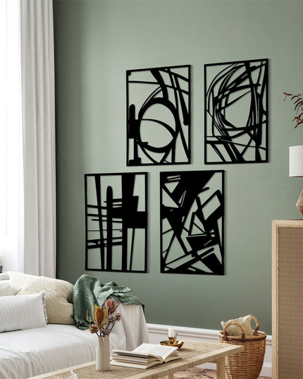 Yezi Metal Wall Art 4Pcs Abstract Minimalist Line Decor-1975420342675574791