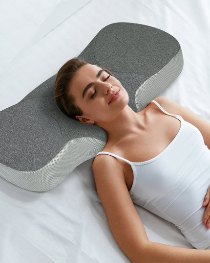 Dreamz Memory Foam Pillow Pillowcase Supprt Grey Rebound-1973193536392269831