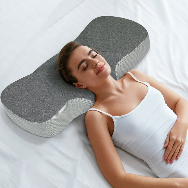 Dreamz Memory Foam Pillow Pillowcase Supprt Grey Rebound-1973193536392269831