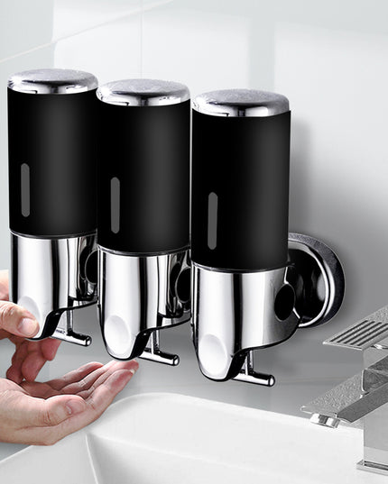 3 Bottles Bathroom Shower Soap Dispenser Black-1973193874616750080