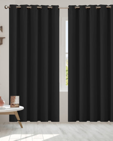 2x Blockout Curtains Panels 3 Layers Black-1975420490071805958