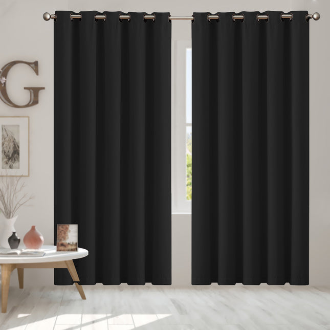 2x Blockout Curtains Panels 3 Layers Black-1975420490071805958