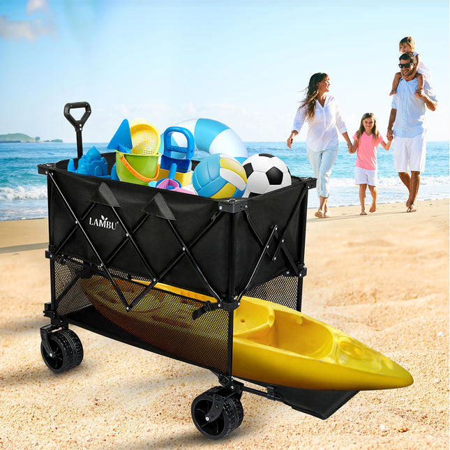 Lambu Folding Wagon Cart Double Shelves-1975420333573935111