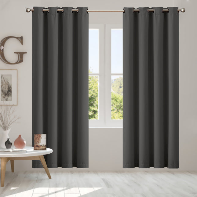 2x Blockout Curtains Panels 3 Layers Charcoal-1973194062274105350