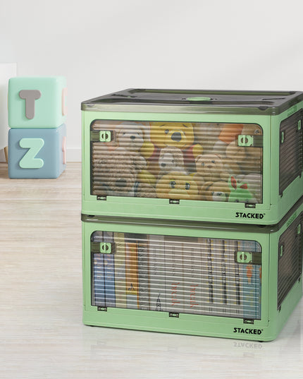 Storage Containers Stackable Lid Clothes S Green Small-1975420406236057607