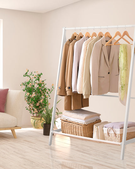 Levede Clothes Rack Wooden Wardrobe White-1973193811576360967