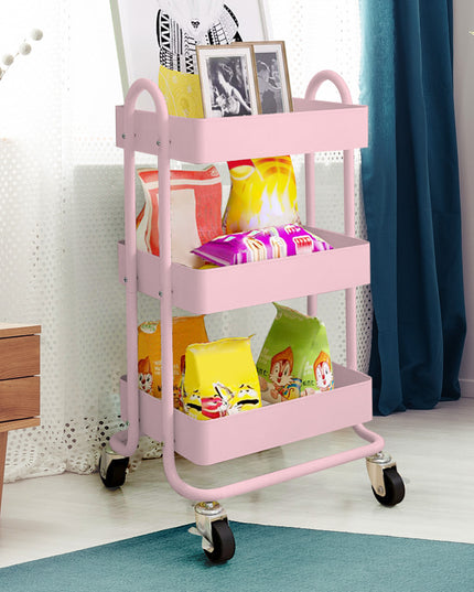 Levede 3 Tiers Kitchen Trolley Cart Pink-1973193877036863495