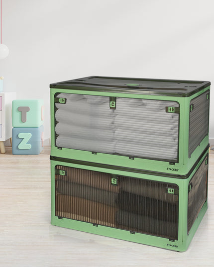 Storage Box Plastic Stackable Container L Green Large-1973193712070692871