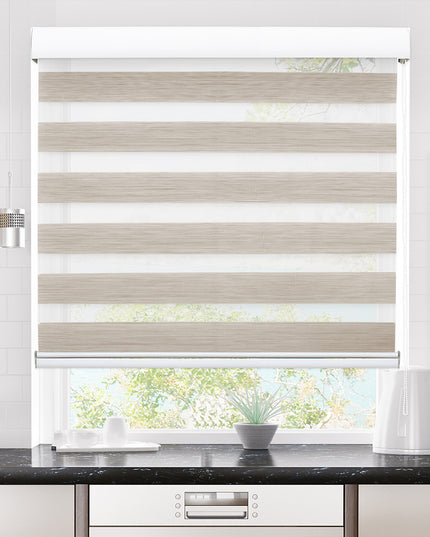 Marlow Blackout Zebra Roller Blind Curtains 90x210 Beige-1973194066401300487