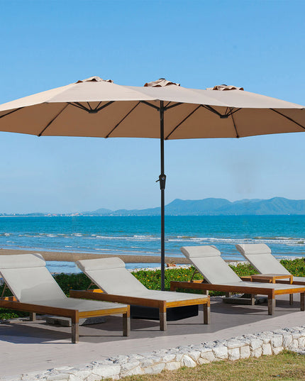 Centra 4M Double-sided Patio Umbrella Outdoor Umbrella Base Stand Khaki-1973193483254632455