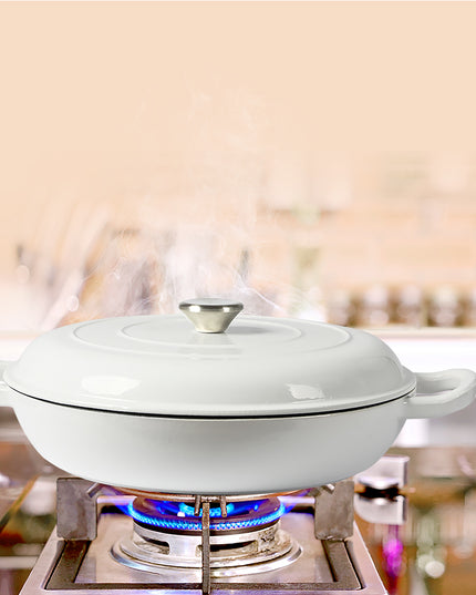 TOQUE 3.5L Enamel Dutch Oven Pan in White Colour-1973193931529261063