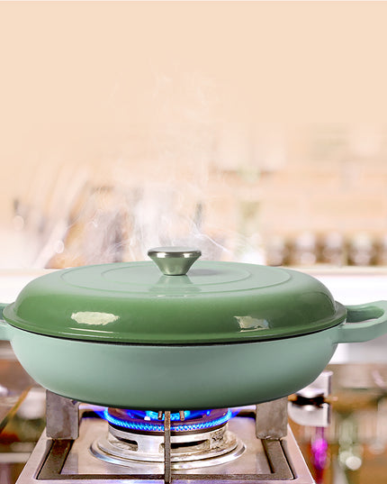 TOQUE 3.5L Enamel Dutch Oven Pan in Green Colour-1973193931340517383