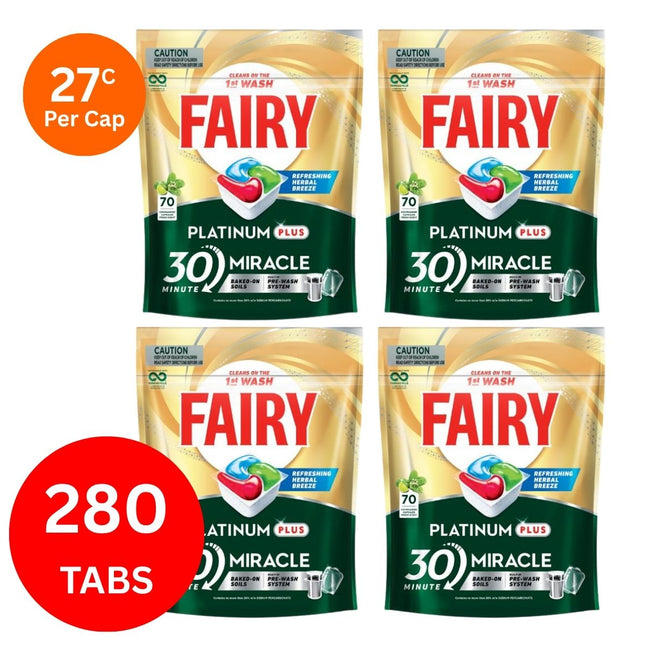 Fairy Platinum Plus x 280 Herbal Breeze Dishwasher Tablets-1984023725200248832