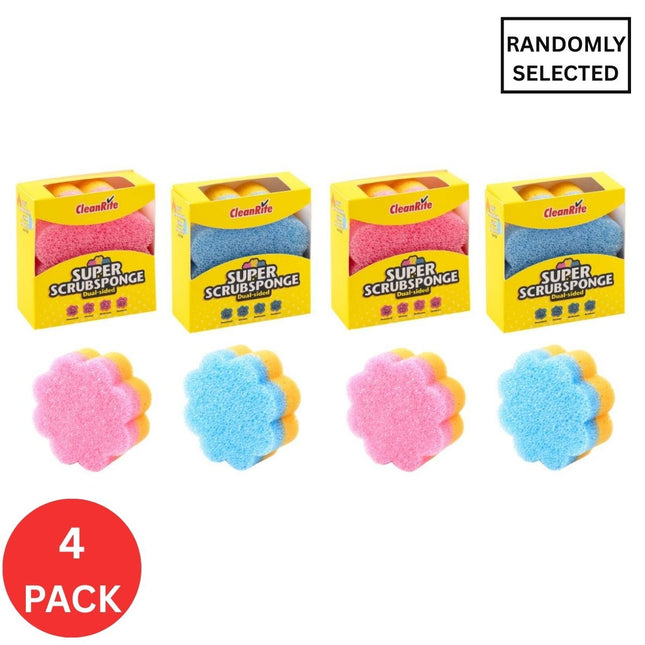 4x Cleanrite 10cm Dual Sided Sponge-1973193593975869442
