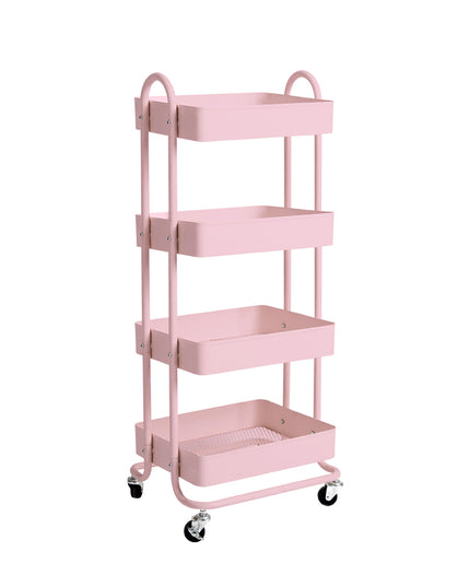 Levede 4 Tiers Kitchen Trolley Cart Pink-1973193877636648960