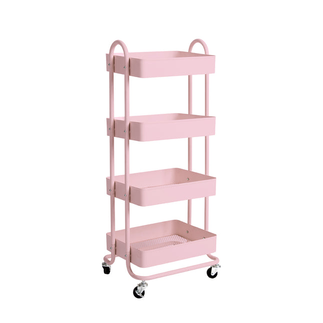 Levede 4 Tiers Kitchen Trolley Cart Pink-1973193877636648960