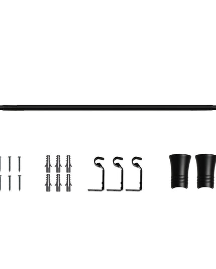 Marlow Black Curtain Rod Steel Quiet Rail Pole Pommel Set Extendable-1973193447833735168