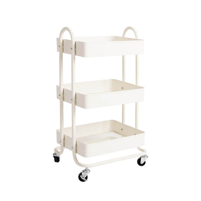 Levede 3 Tiers Kitchen Trolley Cart White-1973193877229801472