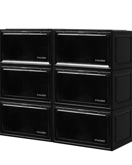 Stacked Shoe Box Acrylic Sneaker Display 6PC Black-1973193709575081984