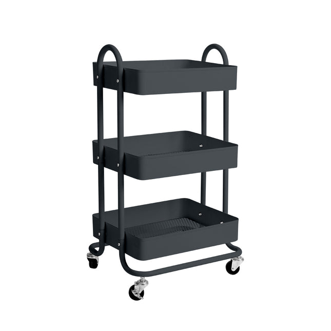 Levede 3 Tiers Kitchen Trolley Cart Grey-1973193876848119808