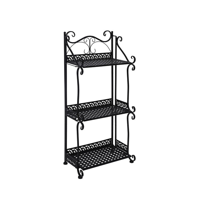 Levede Plant Stand 3 Tiers Outdoor Indoor Black-1973193777447309312