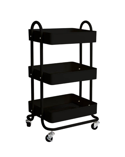 Levede 3 Tiers Kitchen Trolley Cart Black-1973193876663570432