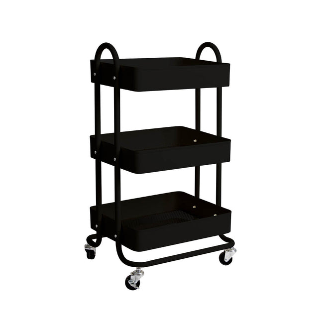 Levede 3 Tiers Kitchen Trolley Cart Black-1973193876663570432