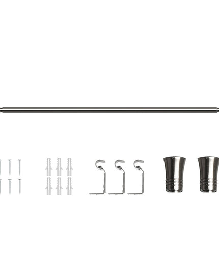 Marlow Satin Nickel Curtain Rod Steel Quiet Rail Pole Pommel Set Adjustable-1973193448018284544