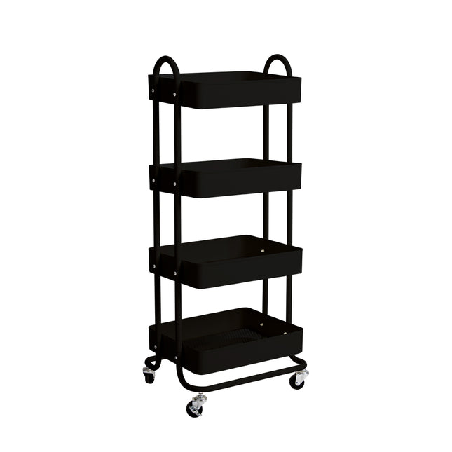 Levede 4 Tiers Kitchen Trolley Cart Black-1973193877439516672