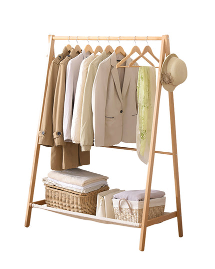 Levede Clothes Rack Wooden Wardrobe Natural-1973193811387617280