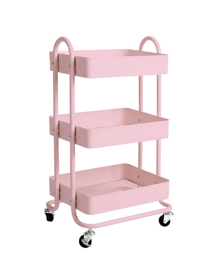 Levede 3 Tiers Kitchen Trolley Cart Pink-1973193877036863488