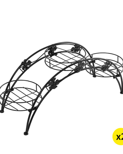 2X Plant Stand Outdoor Indoor Metal Black-1975420419141931008