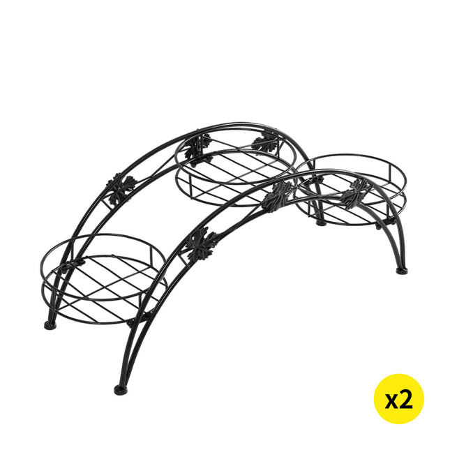 2X Plant Stand Outdoor Indoor Metal Black-1975420419141931008