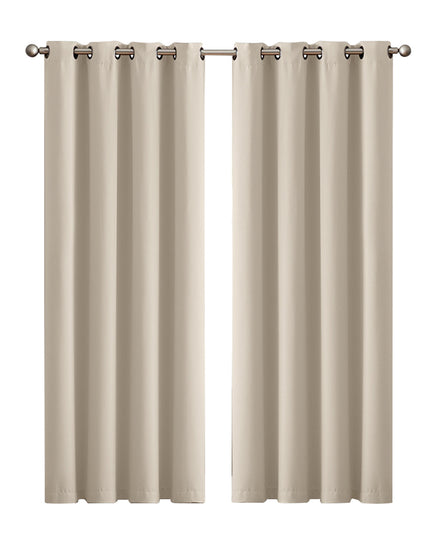 2x Blockout Curtains Panels 3 Layers Beige-1973194061905006592