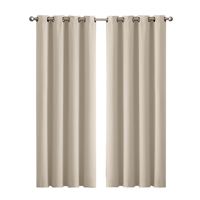 2x Blockout Curtains Panels 3 Layers Beige-1973194061905006592