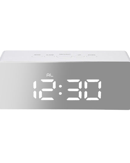 Alarm Clock Digital Led Mirror Desk Silver-1973193872133722113