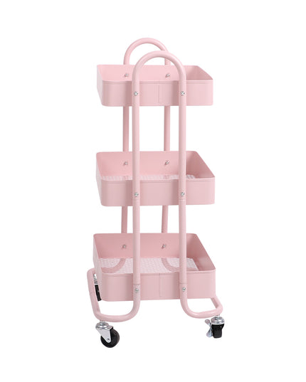 Levede 3 Tiers Kitchen Trolley Cart Pink-1973193877036863489