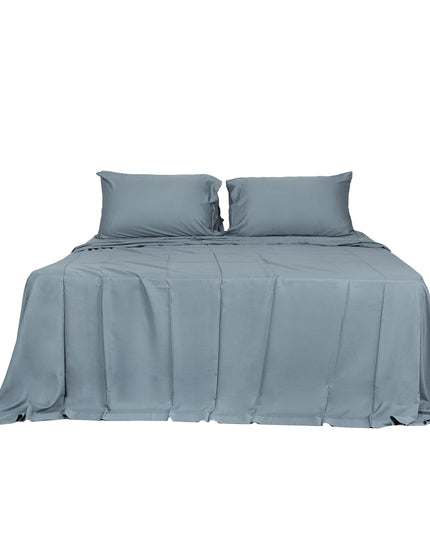 Dreamz 4pcs Double Size 100% Bamboo Bed Sheet Set in Grey Colour-1973194025527808001