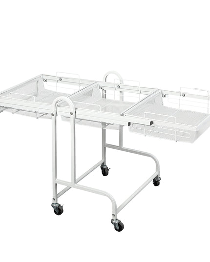 Levede 3 Tier Kitchen Trolley Cart Swivel White Colour-1975420477455339521